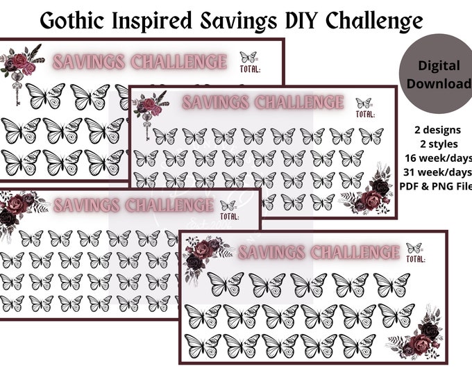 savings challenge printable savings challenge bundle savings challenge savings challenge tracker savings challenge printable a6 gothic