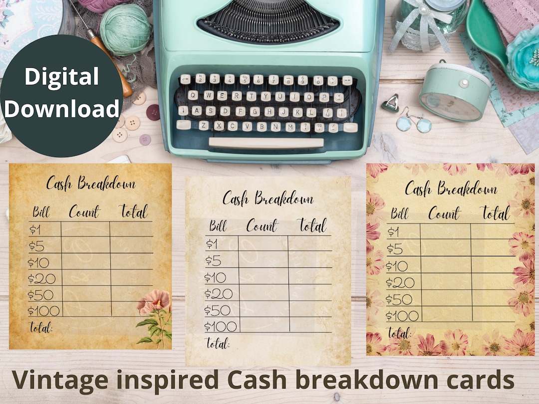 Cash Breakdown Card Printable Teller Cards Printable Cash Breakdown ...