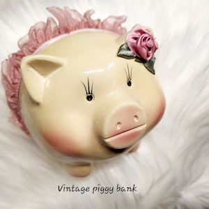 Piggy bank, piggy coin bank, piggy savings jar, kids piggy bank, kids coin bank, vintage piggy bank, vintage coin bank, ceramic piggy bank