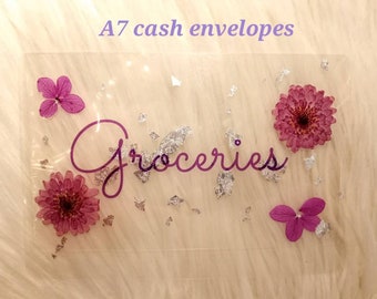 A7 cash envelopes a7 purple floral cash envelopes a7 envelope a7 binder inserts purple flower cash envelopes