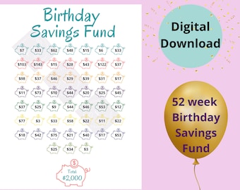 birthday savings challenge printable birthday savings  birthday savings funds piggy birthday savings tracker birthday tracke savings print
