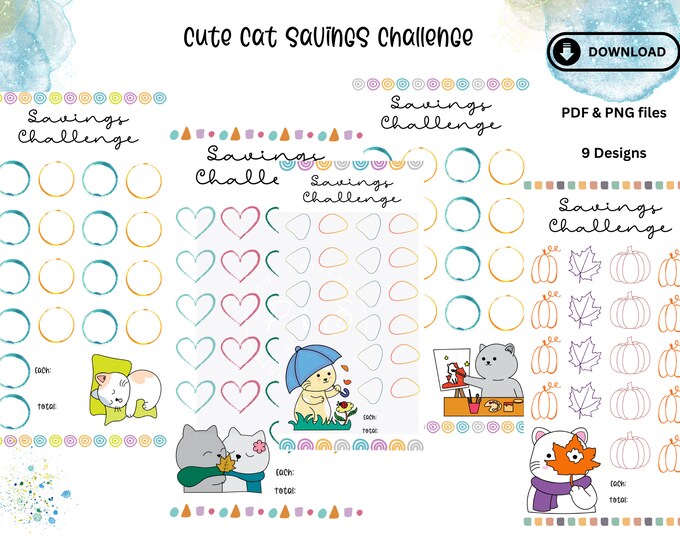pet savings challenge savings challenge cute cat savings challenge a6 binder a6 savings tracker printable a6 binder savings challenge saving