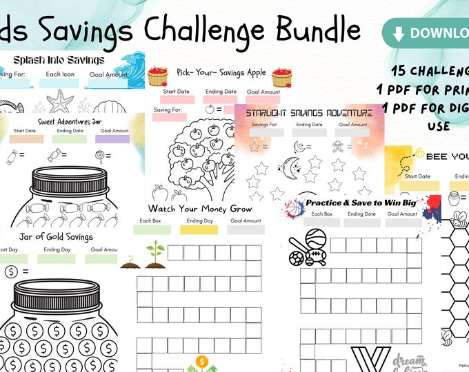 kids savings challenge kids savings challenge tracker kids savings challenge tracker savings challenge chart for kids kids piggy bank