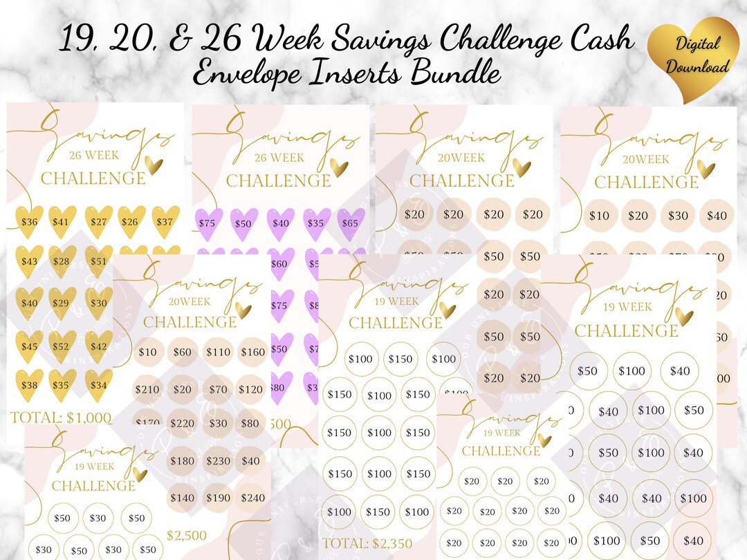 Savings Challenge Printable 26 Week Savings Challenge 26 Week Savings ...