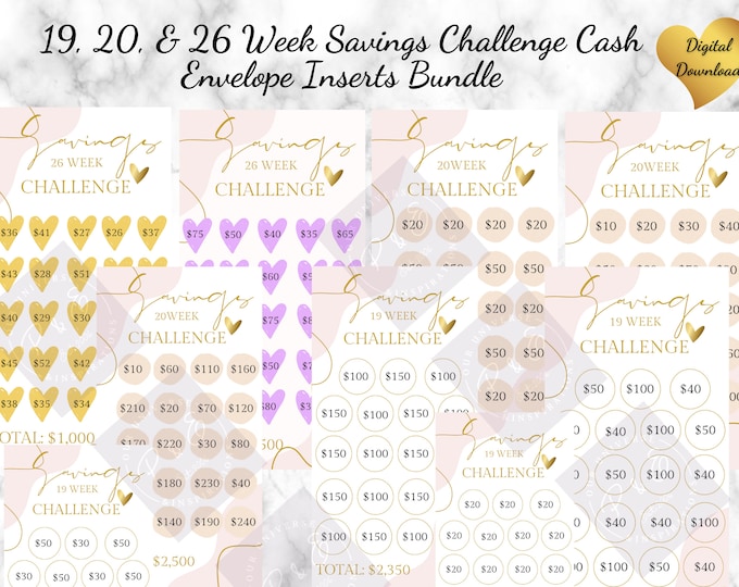 savings challenge printable 26 week savings challenge 26 week savings challenge printable saving tracker printable savings challenge bundle