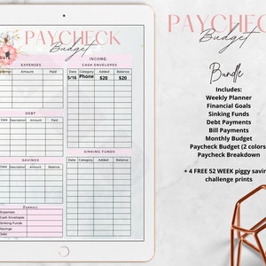 Paycheck Budget paycheck budget pdf Paycheck breakdown paycheck bundle Sinking fund Expense tracker Budget tracker Cash envelopes savings