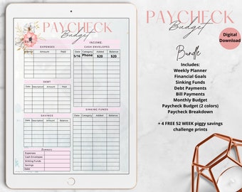 Paycheck Budget paycheck budget pdf Paycheck breakdown paycheck bundle Sinking fund Expense tracker Budget tracker Cash envelopes savings