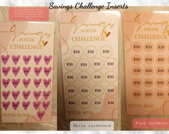 Savings tracker savings challenge savings challenge tracker inserts 19/20/26 week savings challenge 26 week savings challenge savings