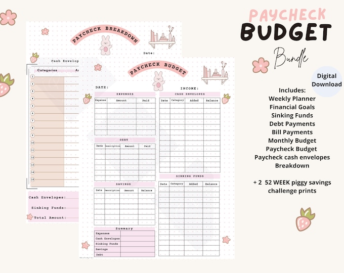 Paycheck Budget Paycheck budget printable budget by paycheck bear and bunny paycheck budget monthly budget weekly budget printable savings