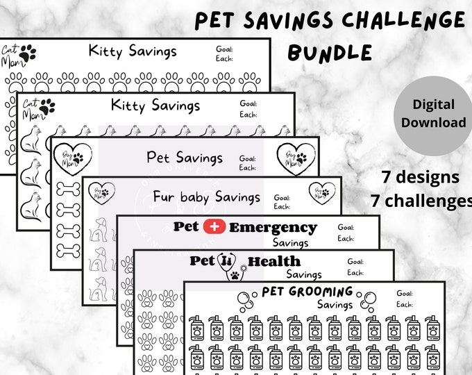 pet savings tracker pet savings challenge pet savings bundle pet savings challenge printable pet fund pet emergency savings percale savings
