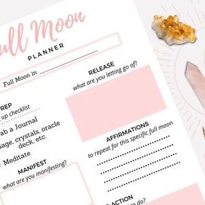 Full Moon Planner, digital instant download, letter size, A4, A5, PDF