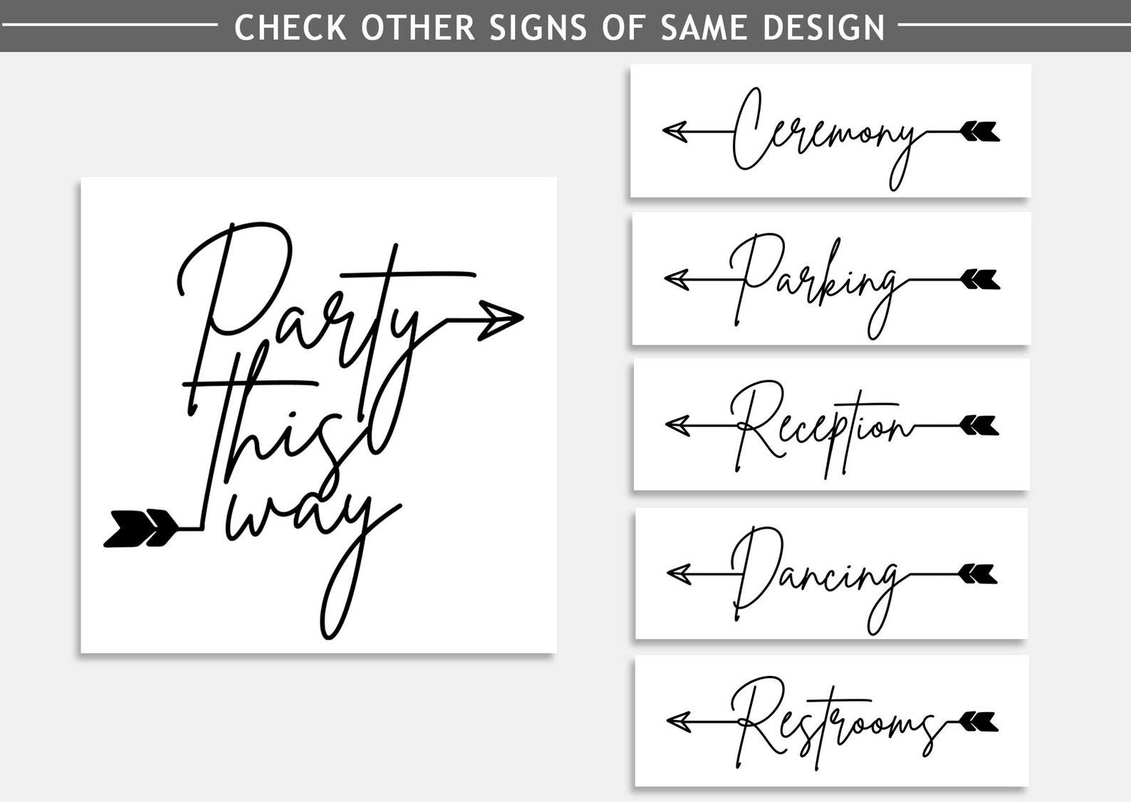 Party this way sign printable Wedding direction sign Party | Etsy