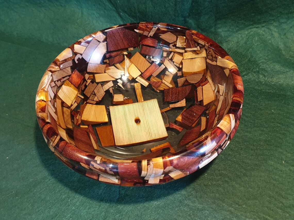 Unique Multi Wood and Resin Fruit Bowl Etsy