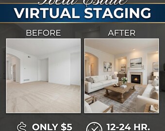 6 Rooms Digital Home Staging |  for Realtors (Digital Download)