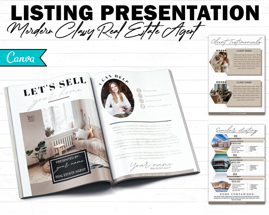 Real Estate Listing Presentation, Printable Seller's Guide (portrait), Realtor Listing ...