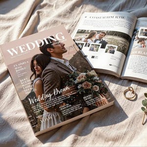 Plantilla personalizable para revista de bodas: Programa de bodas de Canva (A4/Carta EE. UU.) (Descarga digital)