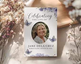 Editable Blush Floral Geometric Funeral Program Template Celebrating the Life of Funeral Program Celebration of Life Funeral Program