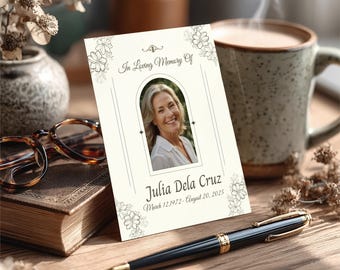 Minimalist Funeral Program Template: Celebration of Life, Order of Service (Canva Editable, Digital Download)