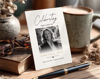 Minimalist Funeral Prayer Card Template, Printable Remembrance (Instant Download)