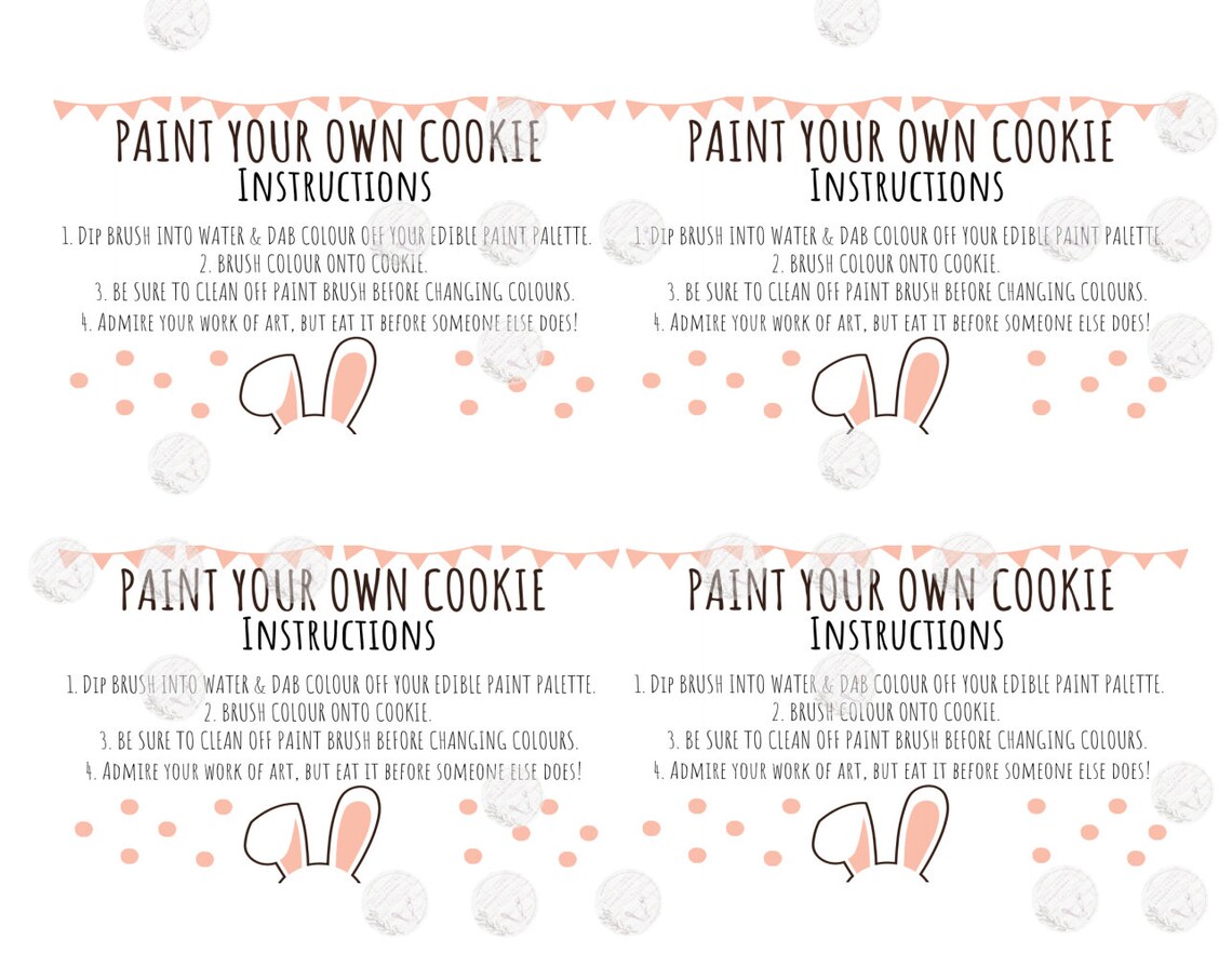 Printable Instructions Card for Easter PYO Cookie Kit | Etsy