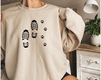Dog Lovers Hiker Tshirt Unisex,Hike With Dogs Shirt, Hiking Boot Dog Paw Sweatshirt, RV and Camp with Dog Shirt, Never Hike Alone,Dog Lovers