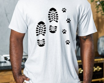 Dog Lovers Hiker Tshirt Unisex,Hike With Dogs Shirt, Hiking Boot Dog Paw Sweatshirt, RV and Camp with Dog Shirt, Never Hike Alone,Dog Lovers