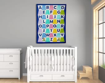 Alphabet Wall Quilt, ABC Letters, Quilted Wall Hanging, Baby Playroom Decor, Baby Shower Gift