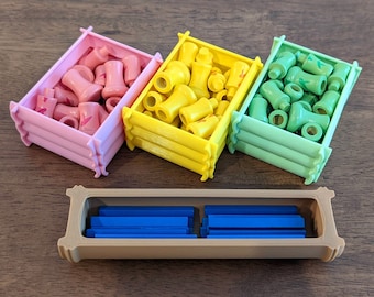 Bamboo and Irrigation Channel Trays for Takenoko Board Game - Themed Game Organization and Storage Holder for Pieces - Fits in Original Box