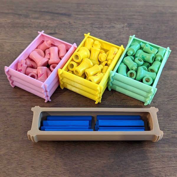 Bamboo and Irrigation Channel Trays for Takenoko Board Game - Themed Game Organization and Storage Holder for Pieces - Fits in Original Box