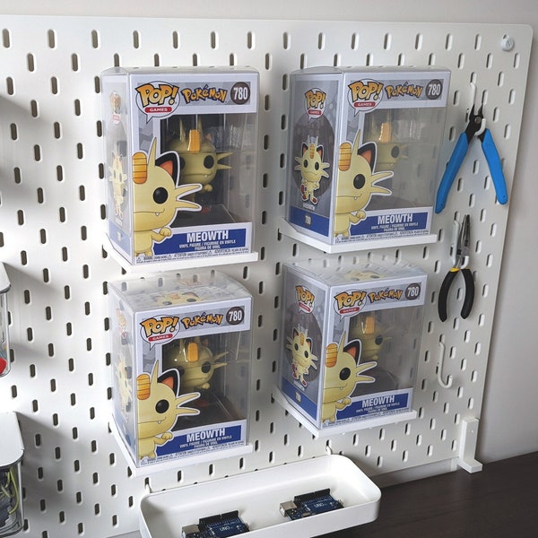 Shelf for Funko Pop for IKEA SKADIS Pegboard - Compatible with Protective Cases - Wall Mounted Damage Free Organization and Display