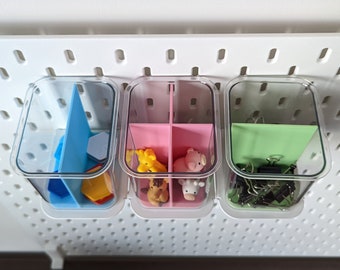 Set of 3 Dividers for IKEA SKADIS Pegboard Clear Container Cups - Convenient Wall Mounted Small Parts Organization and Storage