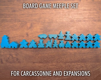 Meeples for Carcassonne Game and Expansions - Player Pieces Bundle - Spare Replace Parts Supplies - Knight Farmer Robber Builder Shepherd