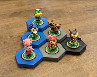Modular Display for Large Amiibos- Unique Customizable Hexagonal Design -  Riser Shelf for Nintendo Figurines - Organize your Display Stand