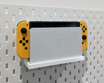Shelf for New OLED Nintendo Switch Dock for IKEA SKADIS Pegboard - Integrated Power and Hdmi Cable Channel - Sturdy Wall Mounted Storage