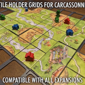 Tile Grid Holders for Carcassonne Board Game - Compatible with Expansions - XL 4 x 4 Locking Grid - Tabletop Gaming Gift Accessories