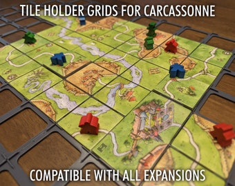 Tile Grid Holders for Carcassonne Board Game - Compatible with Expansions - XL 4 x 4 Locking Grid - Tabletop Gaming Gift Accessories