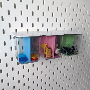 Set of 3 Dividers for IKEA SKADIS Pegboard Clear Container Cups Convenient Wall Mounted Small Parts Organization and Storage image 3