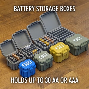 Battery Storage Box - AA AAA Large XL Capacity - Sturdy Rugged & Durable Caddy - Closes With Secure Latch Lock - Travel Case Container Bin