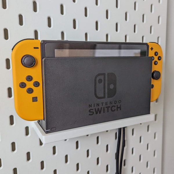 Shelf for Nintendo Switch Dock for IKEA SKADIS Pegboard - Integrated Power and HDMI Cable Channel - Sturdy Wall Mounted Storage