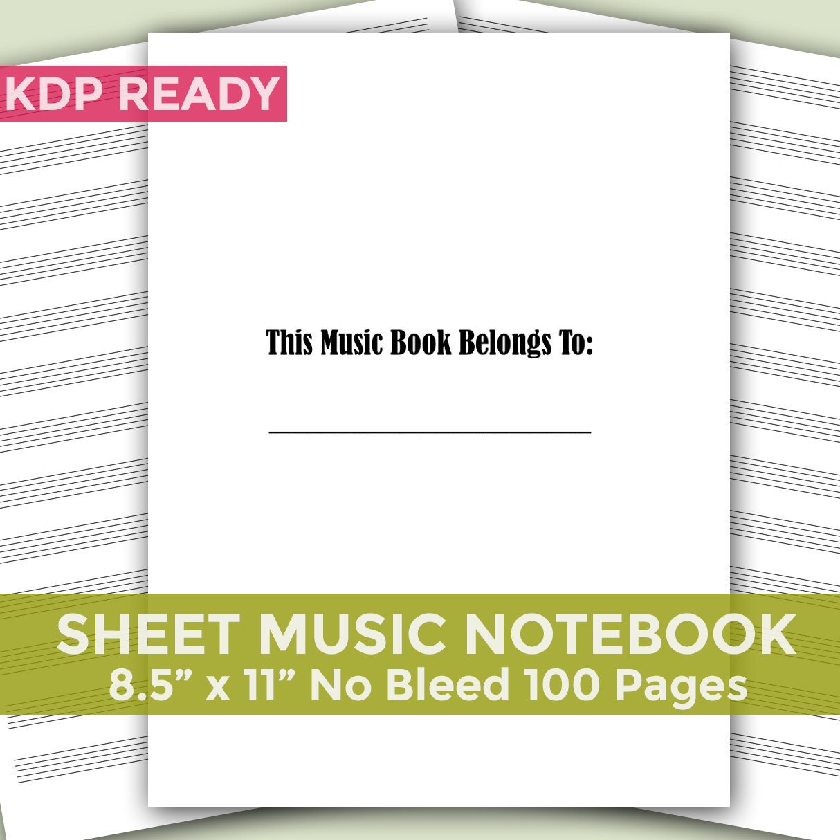 100 Page Music Manuscript Book PDF KDP Ready Etsy