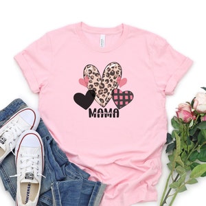 Mama With Hearts Cute Shirt, Mom TShirts, Mama T Shirt, Best Mom T-Shirt, Favorite Mom Shirts, Mom Pocket T Shirt, Minimalist Mom
