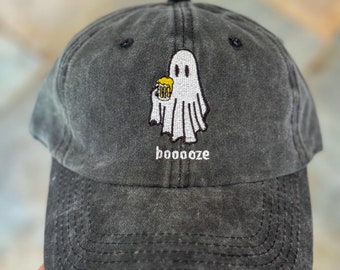 Ghost Embroidered Hat, Little Ghost booze Hat, Halloween Hat, Halloween Embroidered Hat, Ghost Sweatshirt, Gift fot him, Beer Lover, Ghost