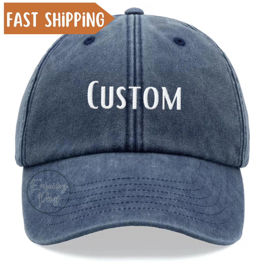 Custom Retro Embroidered Hat , Personalized Text Vintage Cap ...