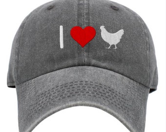 I Love Chickens Embroidered Chicken Hat, Ladies Chicken Hat, Cute Chicken Hat, Chicken Lover, Chicken mom Hat, Farm Girl Hat, Farmer Gift