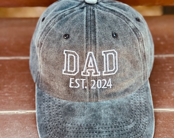 Custom Embroidered Dad Hat, Grandpa Cap With Date, Dad Hat, Vintage Baseball Hat, Daddy Est Year Shirt, Gift For New Dad, Father's Day Gift