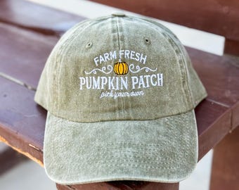 Cappello con toppa di zucca ricamata, cappello autunnale, cappello autunnale, cappello autunnale, regali per l'autunno, cappello di zucca, cappello di zucca vintage, cappello di zucca retrò
