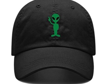 Alien Embroidered Hat | Peace Love Aliens | UFO lovers | Green Aliens | Alien face | Sci-Fi Hat | Best Friend Gift | Unisex Hat | Area 51