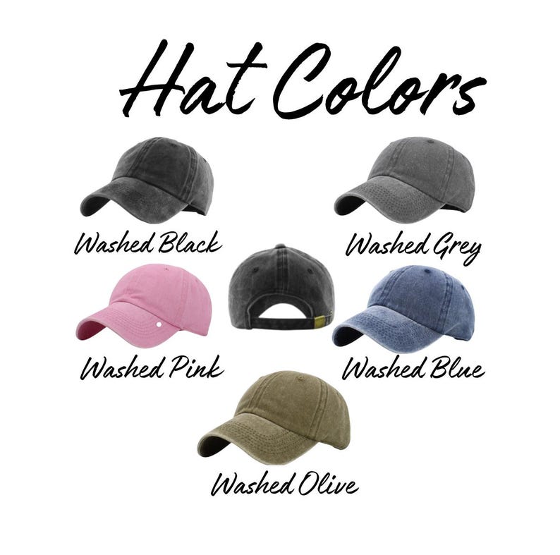 Puede incluir: Cinco gorras de b&eacute;isbol de diferentes colores, cada una con un aspecto desgastado y lavado. Los colores son negro lavado, gris lavado, rosa lavado, azul lavado y oliva lavado.