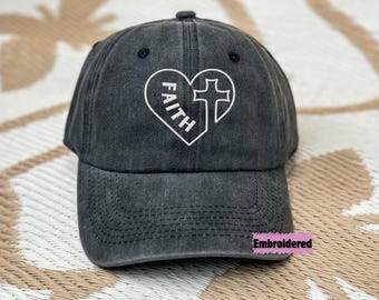 Gestickter Glaubenshut, treuer christlicher Hut, Bibelstudienkleidung, Jesus-Kreuzhut, Glaubenskleid, Jesus-Kleid, Kirchenliebhabergeschenk, Glaube