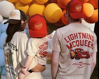 Gorra Rust-eze de Rayo McQueen: gorra de camionero de Disney Cars, gorra roja bordada de carreras, regalo para fans de las películas de Pixar, gorra de béisbol de malla ajustable